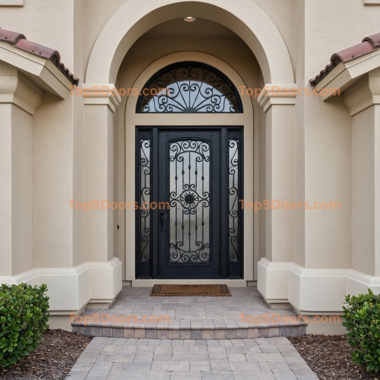 Florida wrought iron single southwestern Door