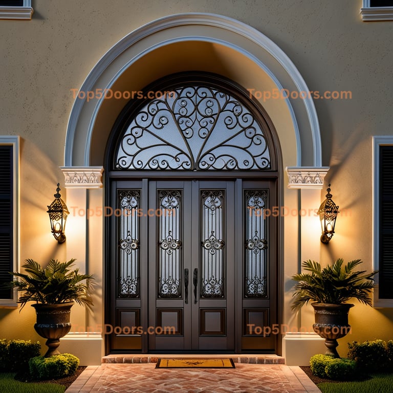 Florida wrought iron solid panel contemporary Door