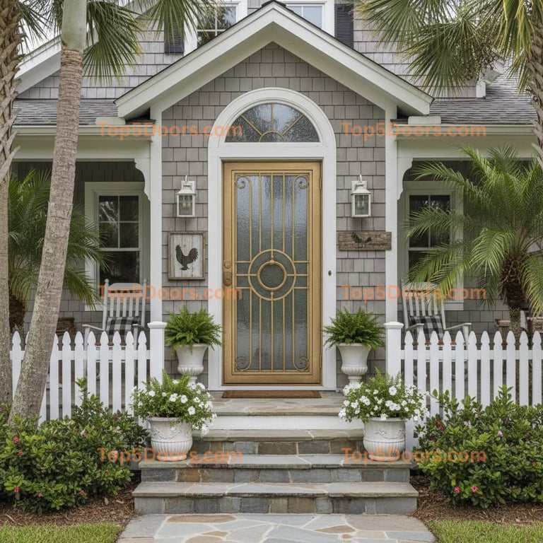 Florida wrought iron steel frame cape cod Door