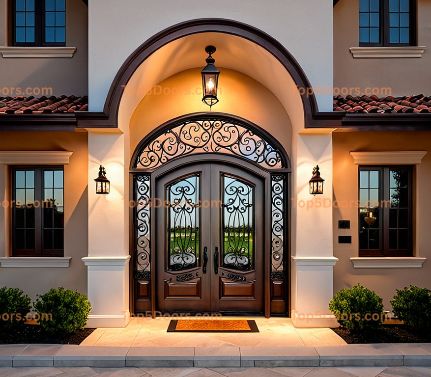 Georgia wrought iron arched single mediterranean Door