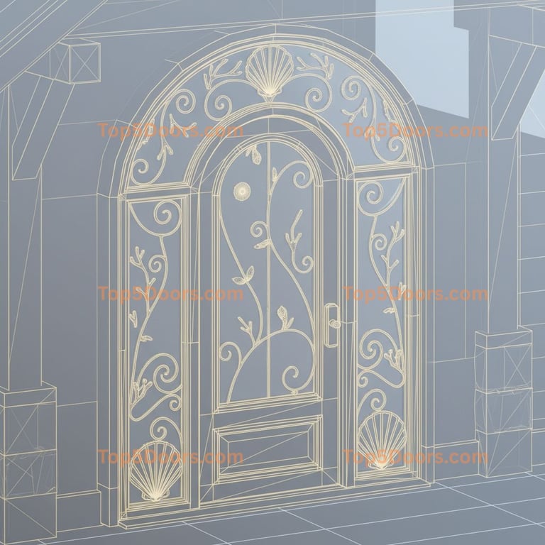 Georgia wrought iron arched single coastal Door