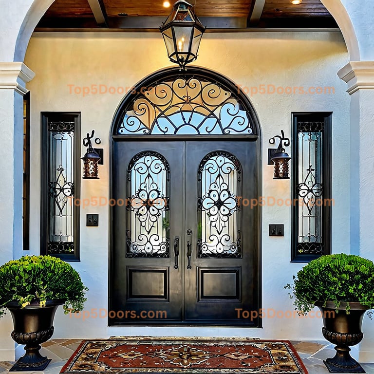 Georgia wrought iron arched single southwestern Door
