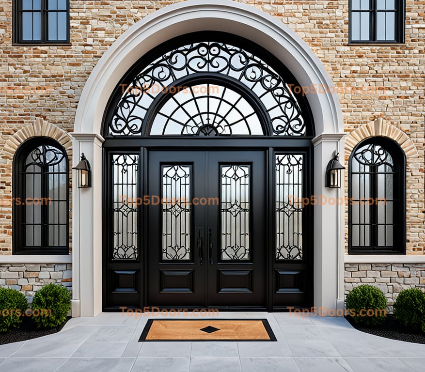 Georgia wrought iron glass paneled korean modern Door