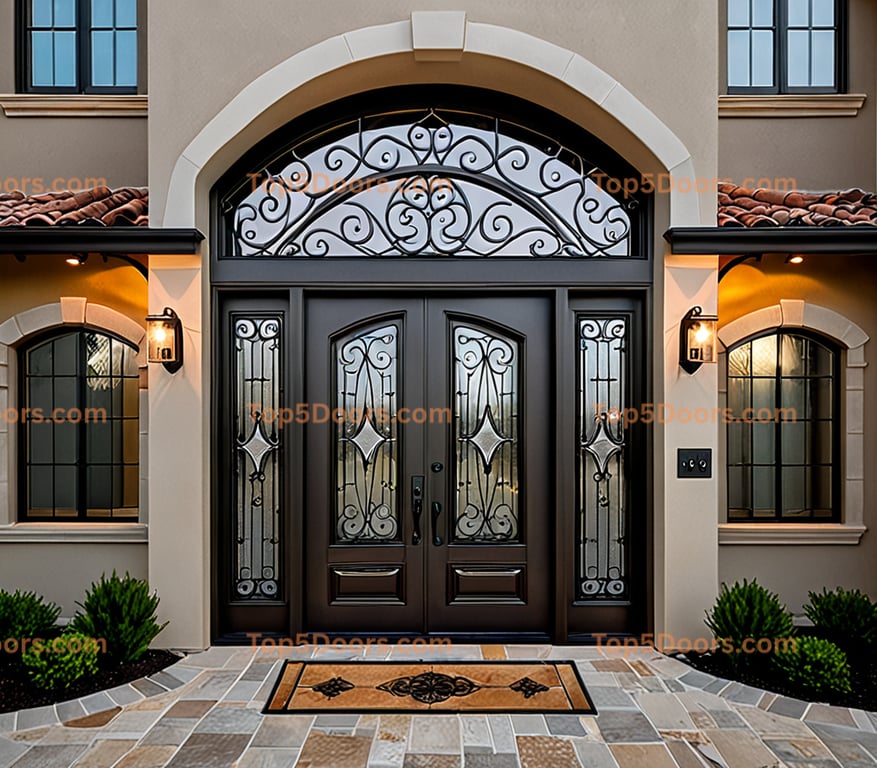 Georgia wrought iron glass paneled tuscan Door