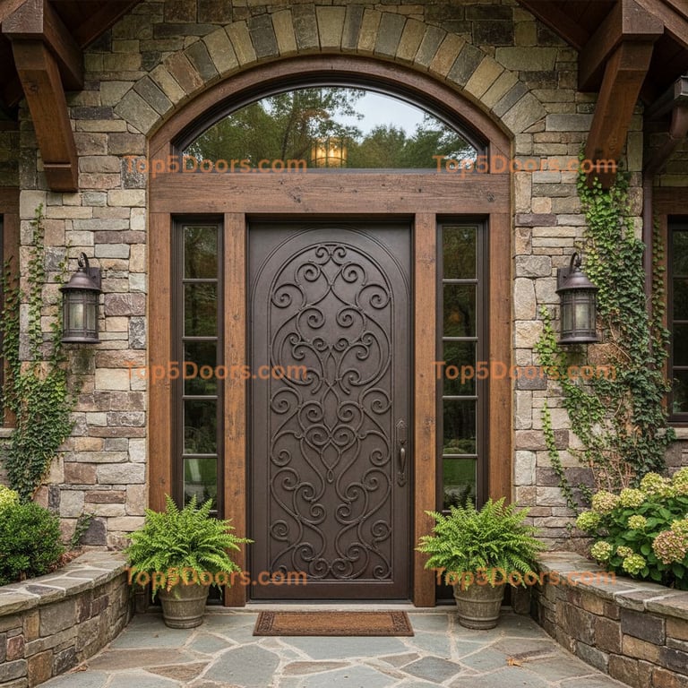 Georgia wrought iron solid panel mountain lodge Door