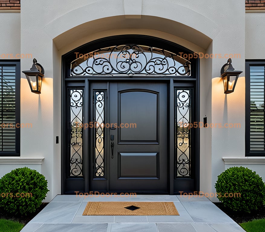 Georgia wrought iron solid panel mid-century modern Doo