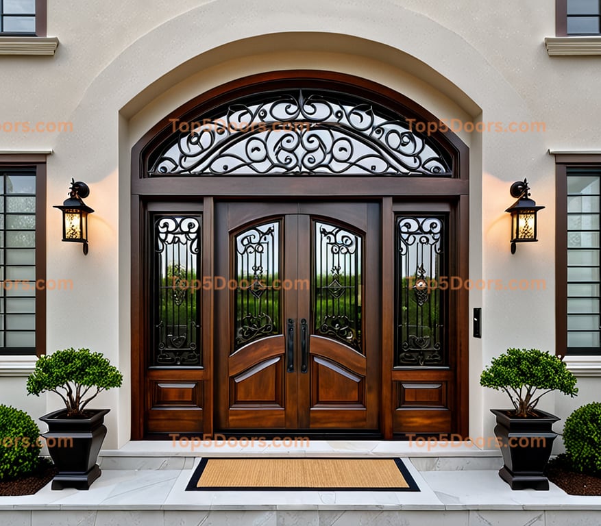 Georgia wrought iron solid panel japanese zen Door