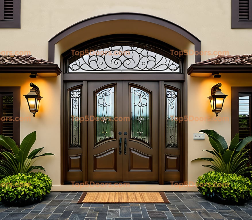 Hawaii arched double french country Door