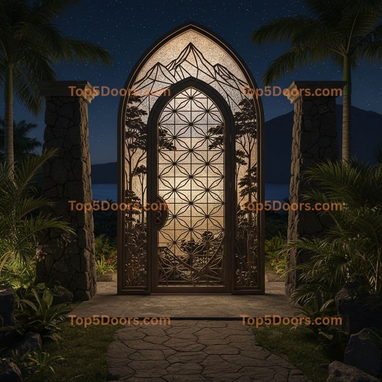 Hawaii arched single mountain lodge Door