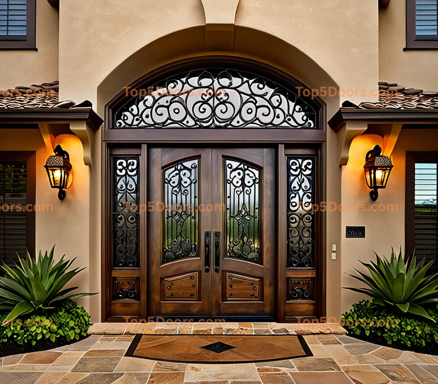 Hawaii wrought iron arched single mountain lodge Door