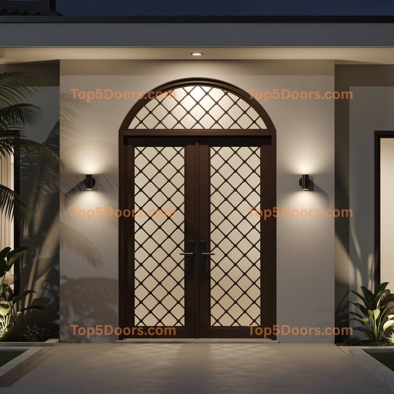 Hawaii wrought iron arched single korean modern Door