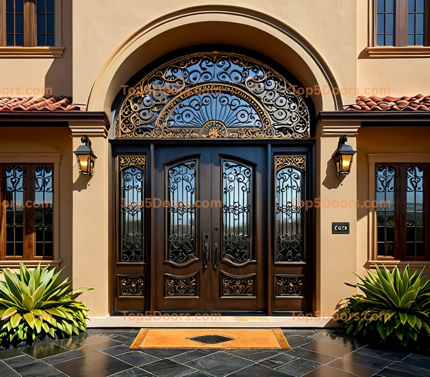 Hawaii wrought iron double korean modern Door