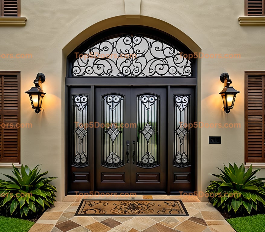 Hawaii wrought iron french door craftsman Door