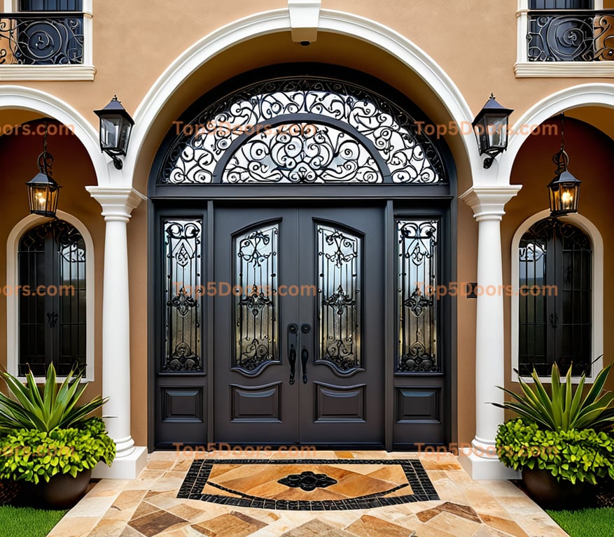 Hawaii wrought iron single victorian Door