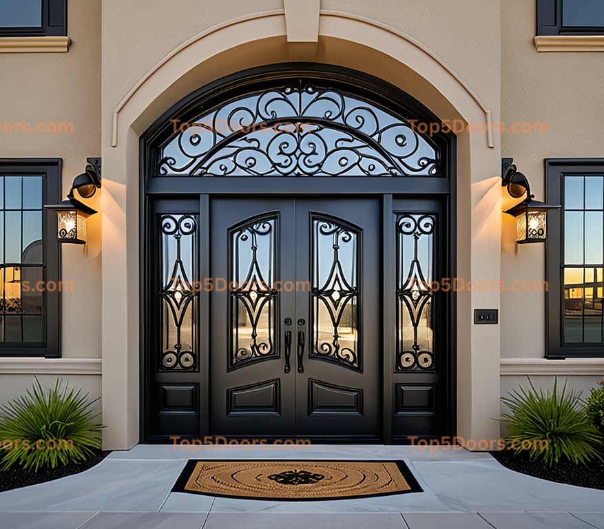 Idaho wrought iron glass paneled minimalist Door