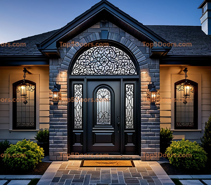 Idaho wrought iron solid panel victorian Door
