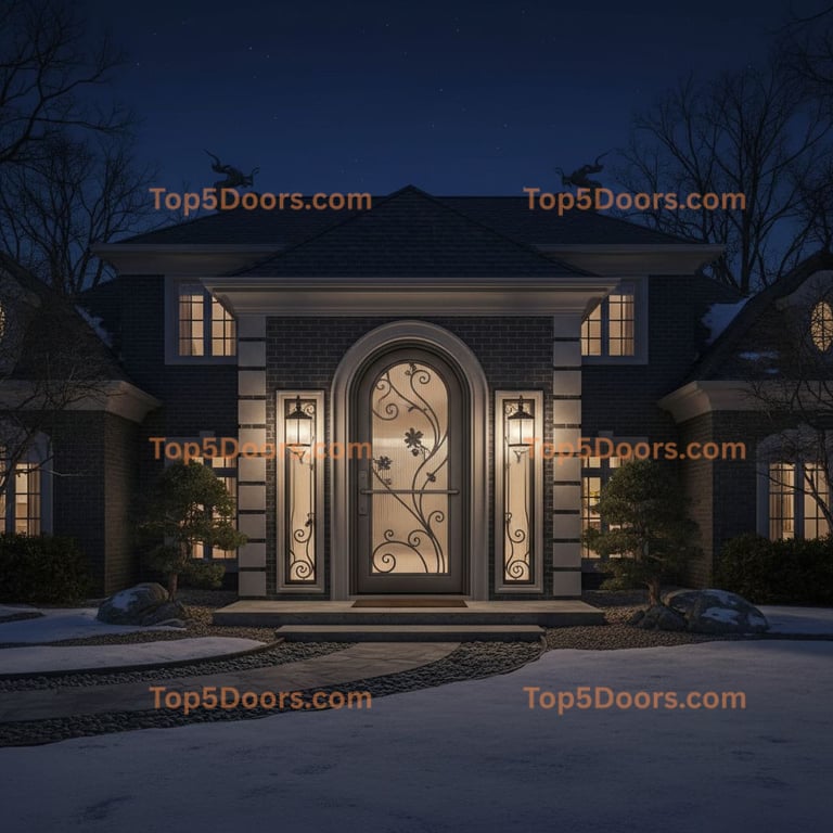 Illinois wrought iron arched single georgian Door