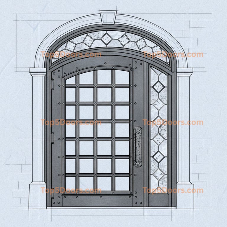 Illinois wrought iron arched single georgian Door