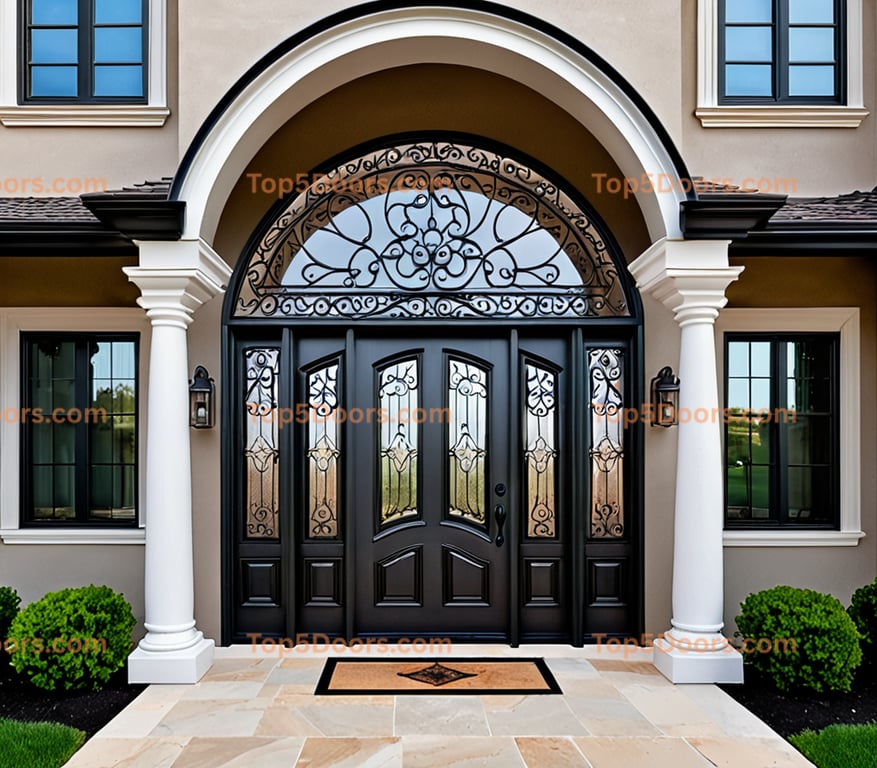 Illinois wrought iron arched single victorian Door