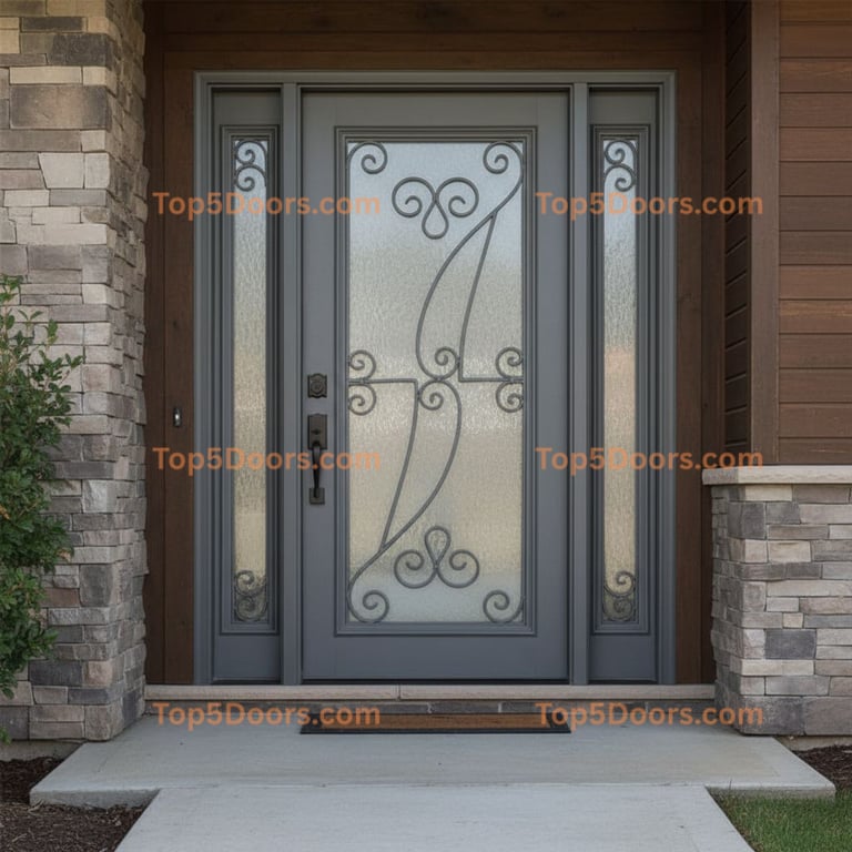 Illinois wrought iron glass paneled korean modern Door