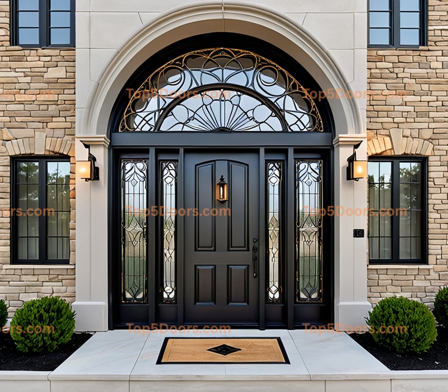 Illinois wrought iron solid panel modern Door