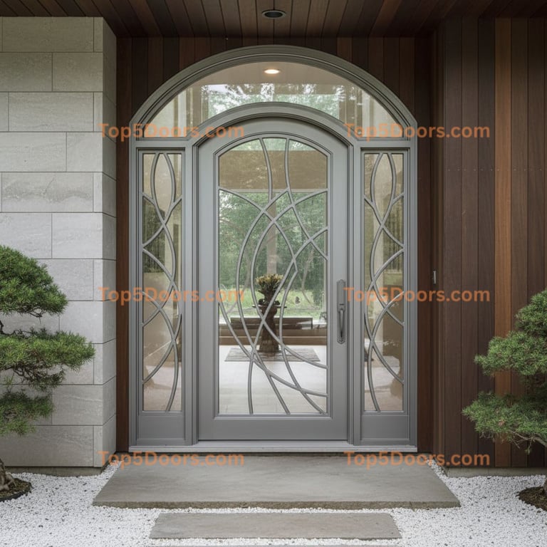 Illinois wrought iron steel frame japanese zen Door