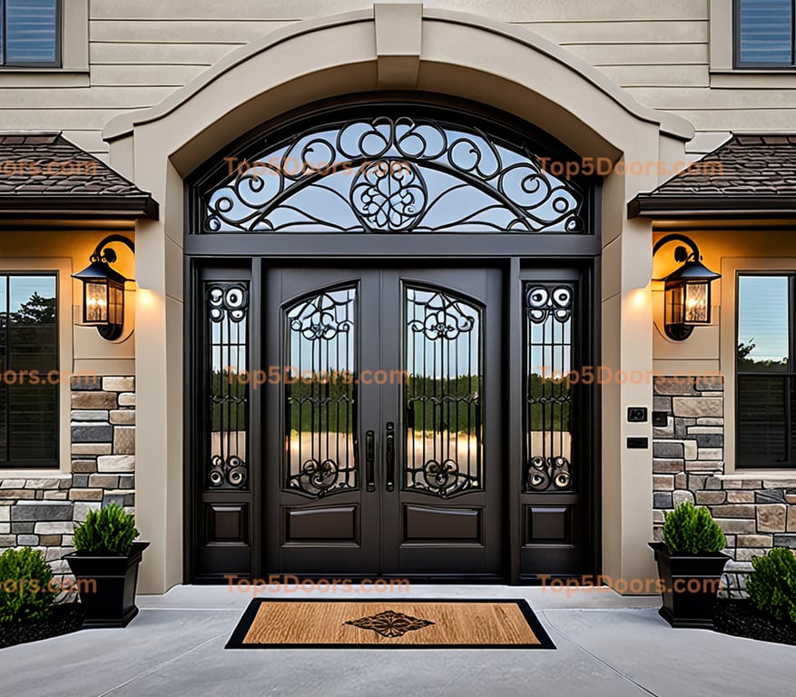 Indiana wrought iron french door mountain lodge Door