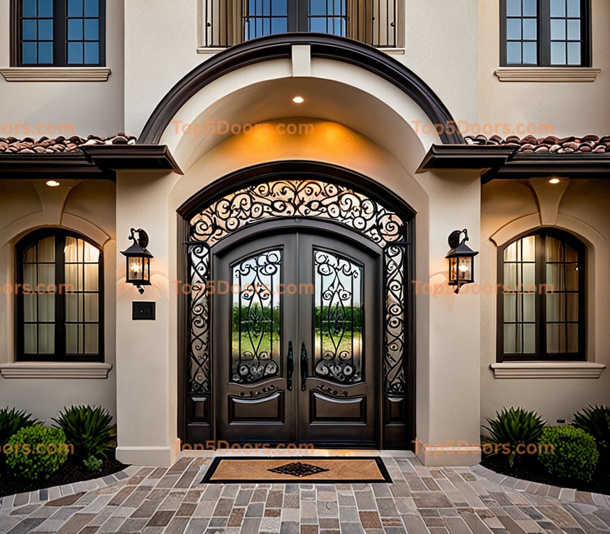 Indiana wrought iron glass paneled spanish colonial Doo