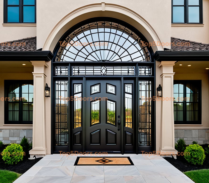 Indiana wrought iron glass paneled contemporary Door