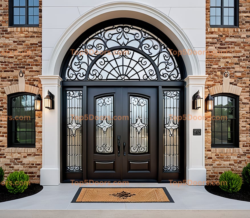 Indiana wrought iron glass paneled modern Door