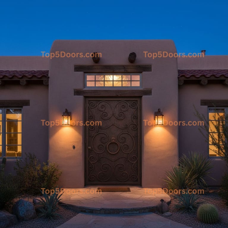 Indiana wrought iron solid panel southwestern Door