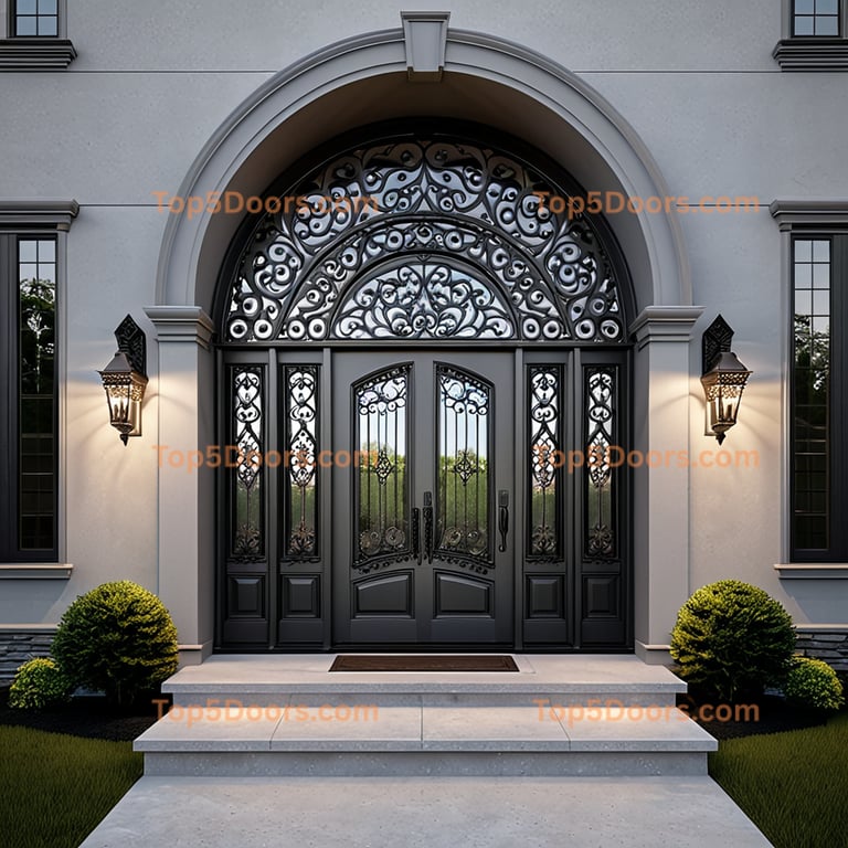 Indiana wrought iron steel frame modern Door