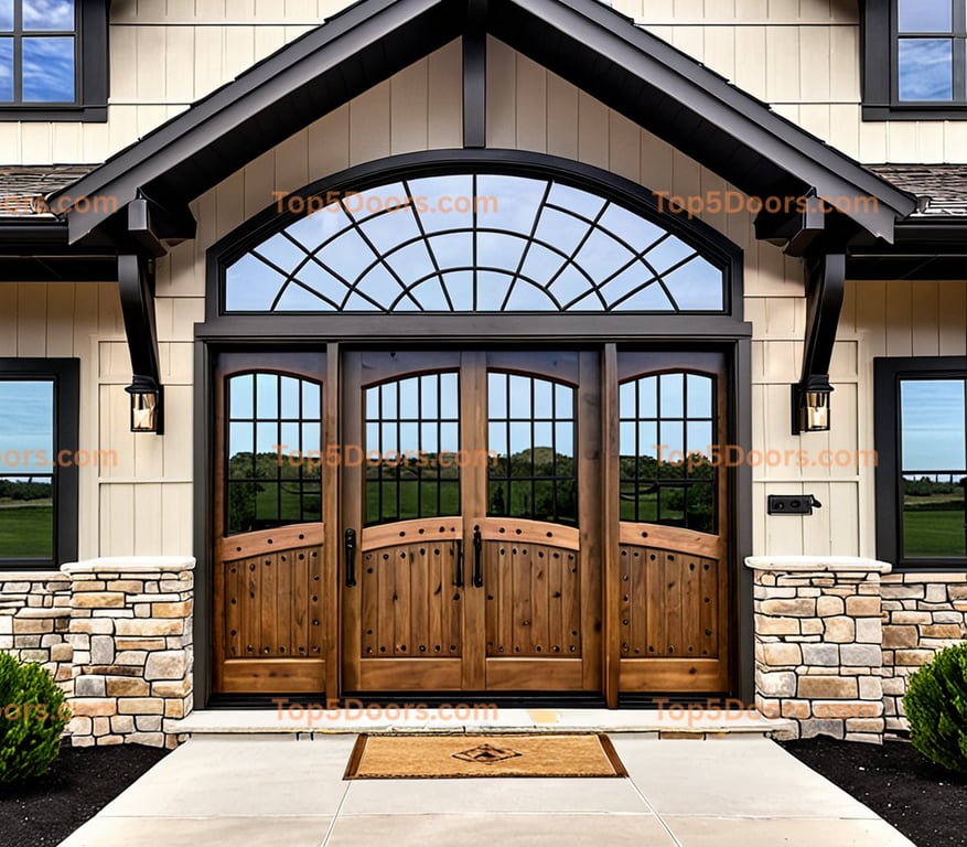 Iowa arched double mountain lodge Door