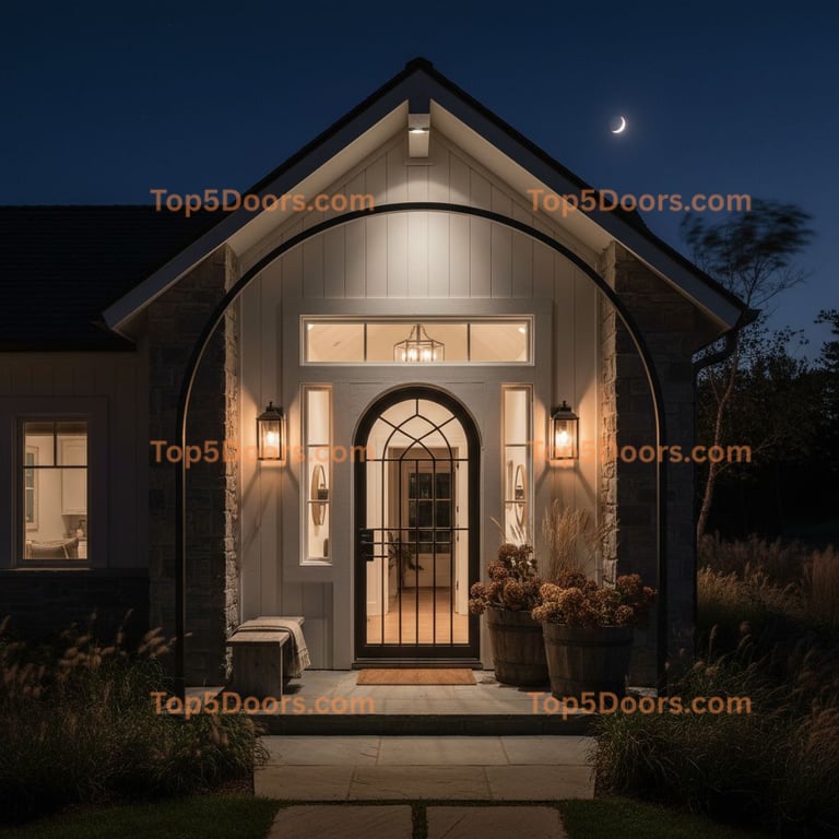 Iowa wrought iron arched single coastal Door