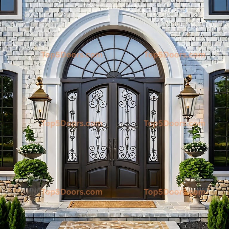 Iowa wrought iron arched single european classic Door