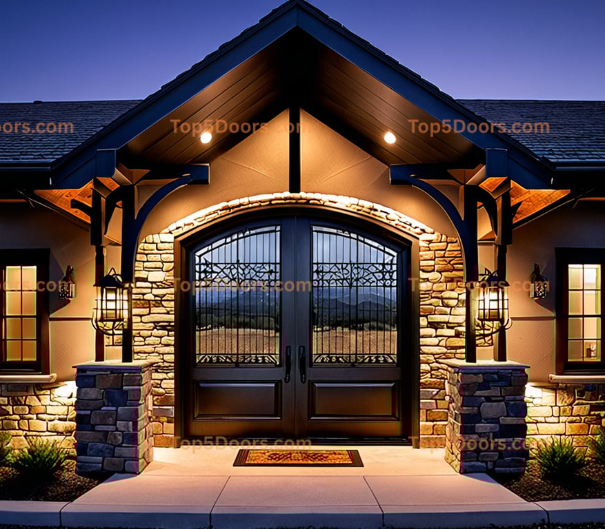 Iowa wrought iron single mountain lodge Door