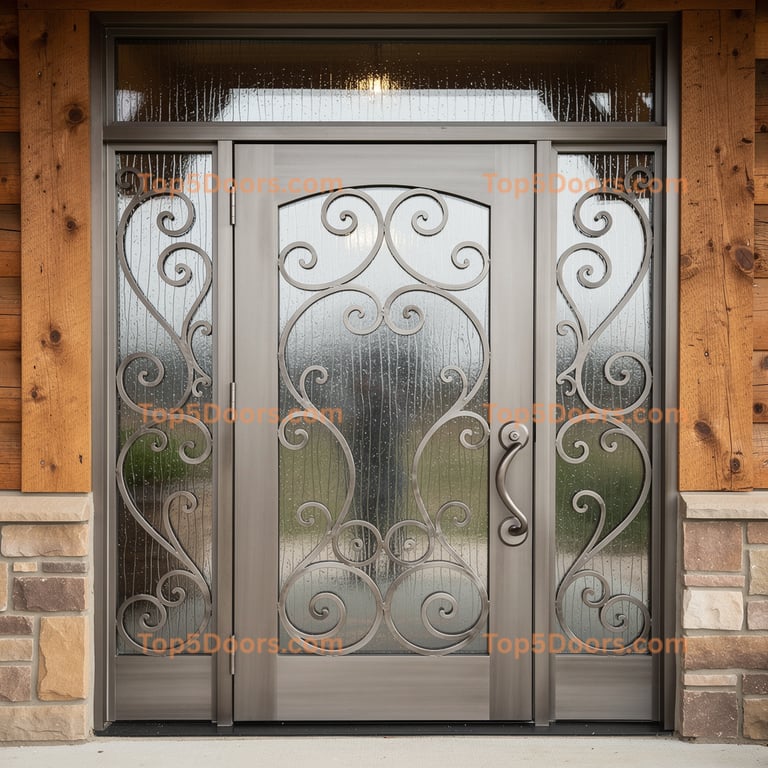 Iowa wrought iron single mountain lodge Door