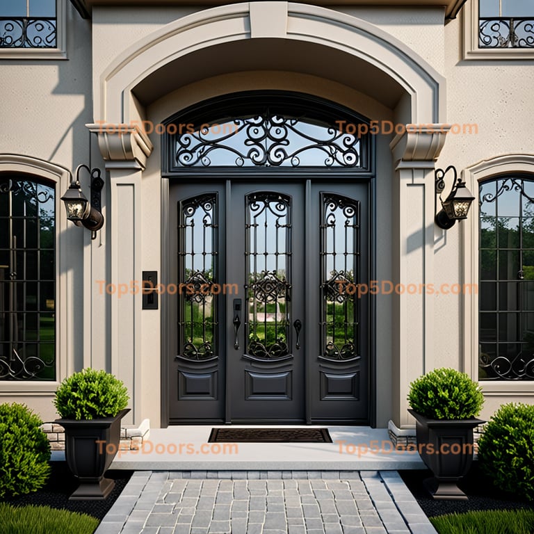 Iowa wrought iron solid panel french provincial Door