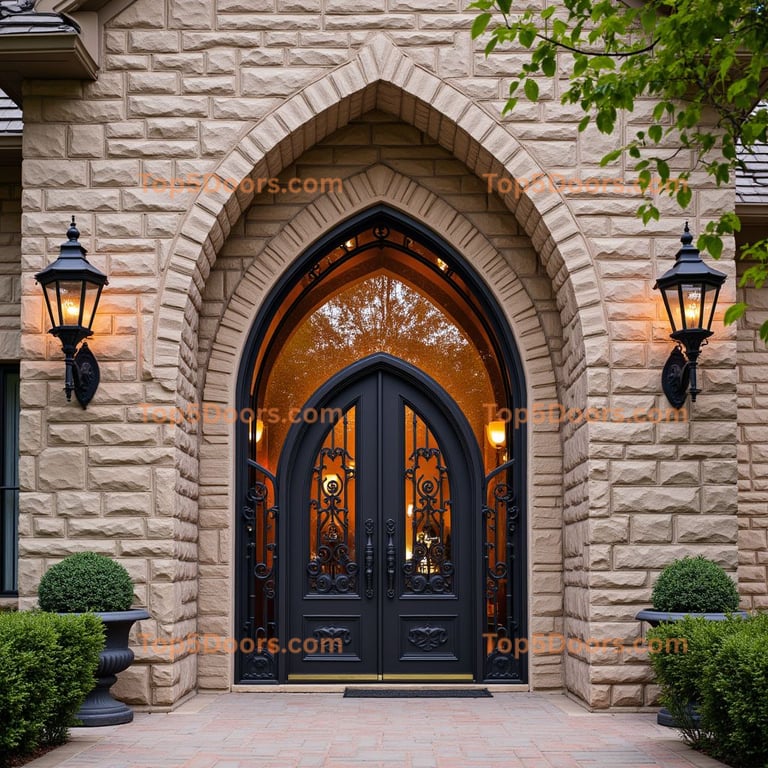 Iron Arched Doorway with Scrollwork