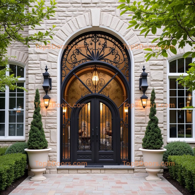 Iron Arched Doorway with Scrollwork