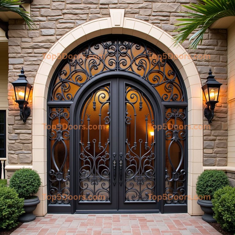 Iron Arched Doorway with Scrollwork
