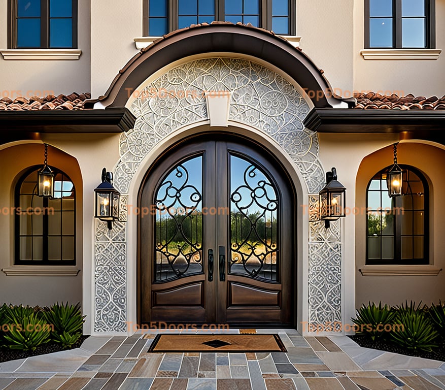 Kansas glass paneled spanish colonial Door