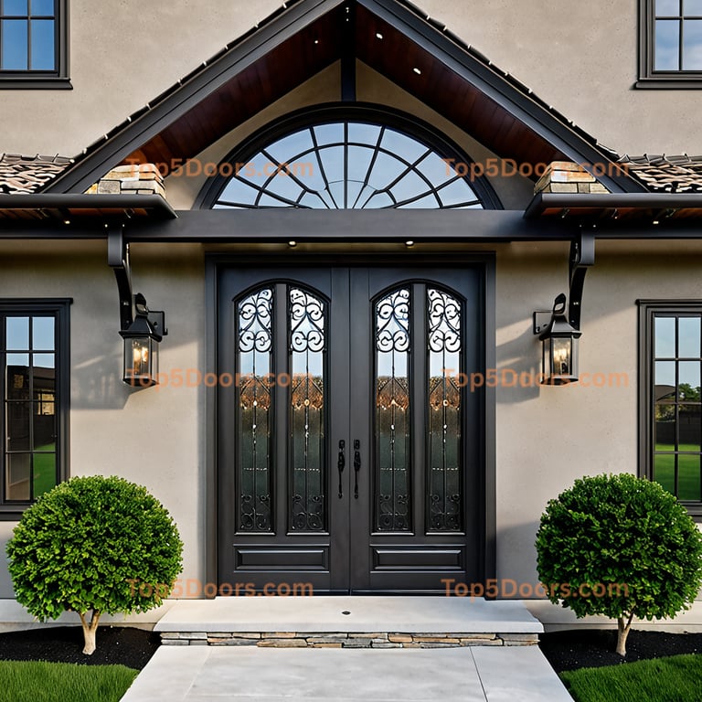 Kansas wrought iron barn door craftsman Door