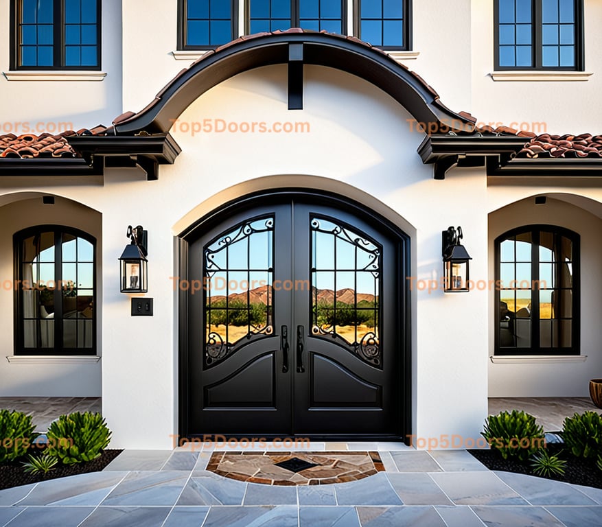 Kansas wrought iron barn door spanish colonial Door