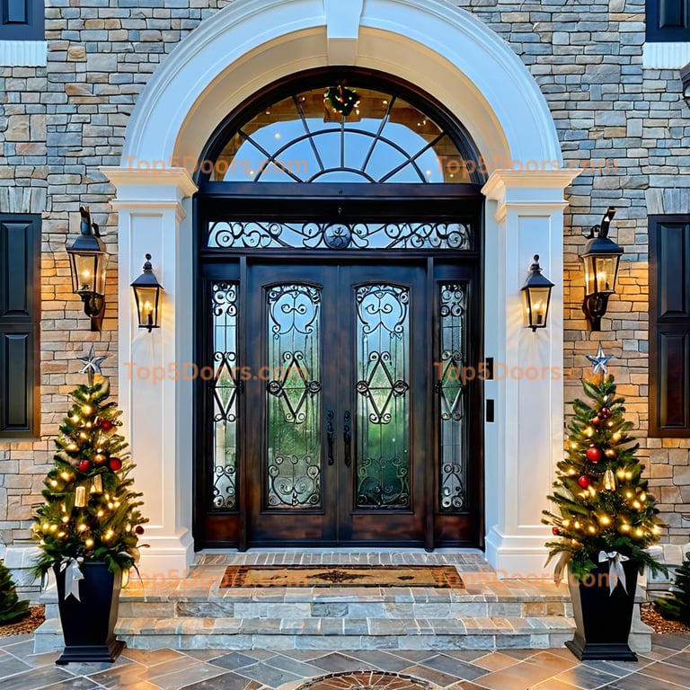 Kansas wrought iron double traditional american Door