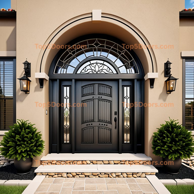 Kansas wrought iron single southwestern Door