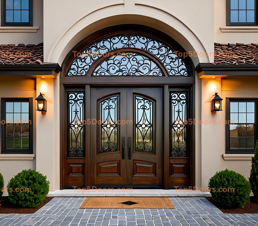 Kansas wrought iron solid panel scandinavian Door