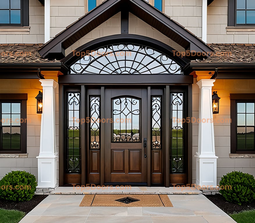 Kansas wrought iron solid panel modern farmhouse Door