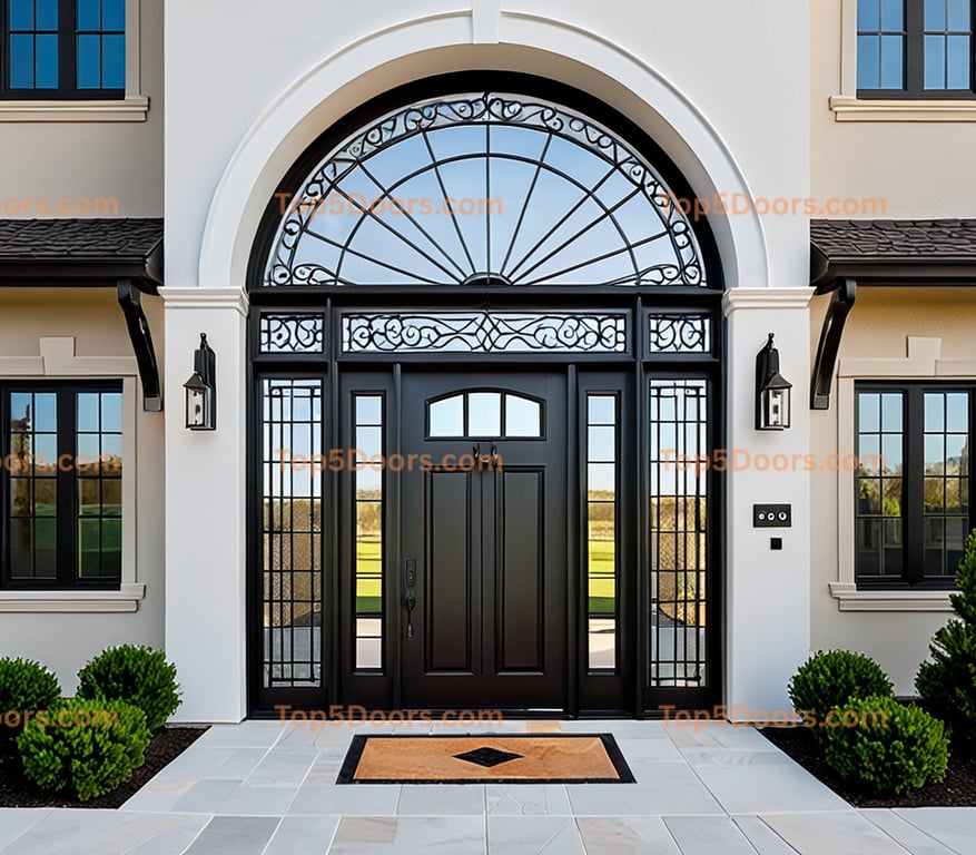Kansas wrought iron steel frame modern Door