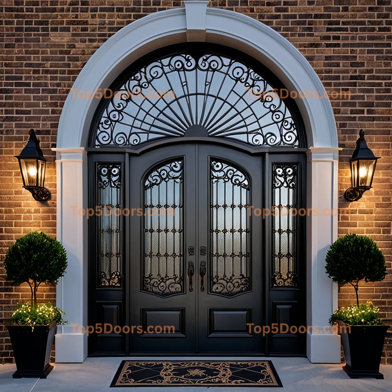 Kentucky wrought iron arched double georgian Door